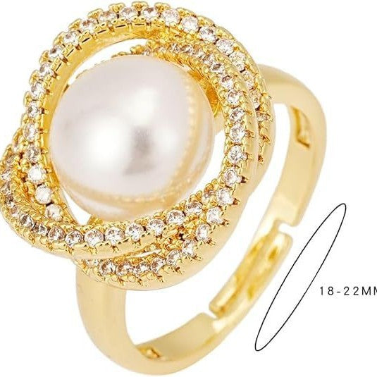 Wholesale Rose pearl ring, light luxury, high-end, niche open mouth jewelry ring