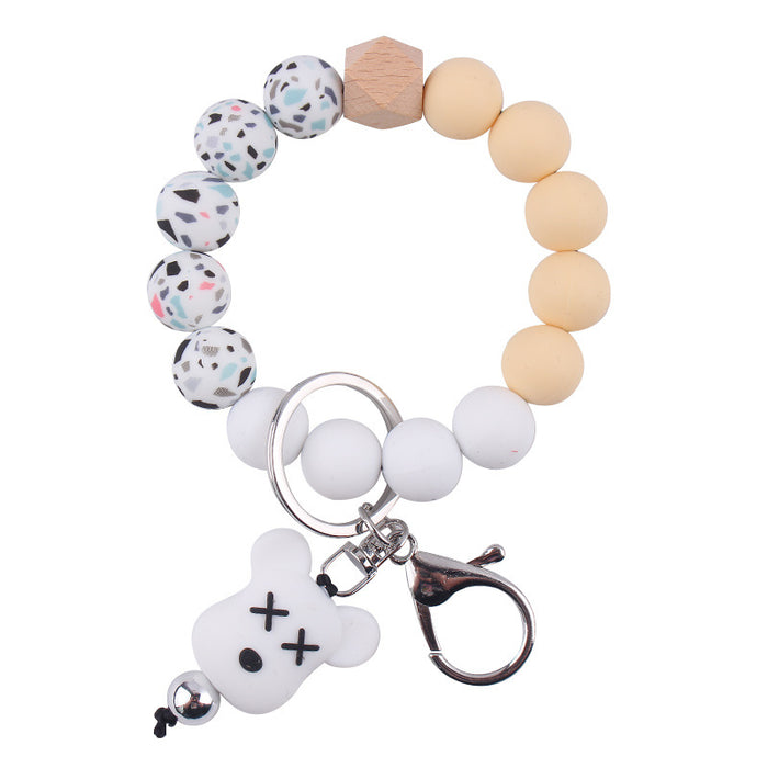 Wholesale Cartoon Silicone Beaded Bracelet Keychain JDC-KC-GuangTian041