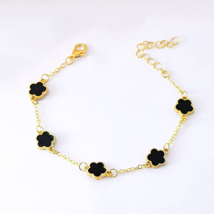 Wholesale Four Leaf Lucky Alhambra Series Gold Red Five Flower Bracelet