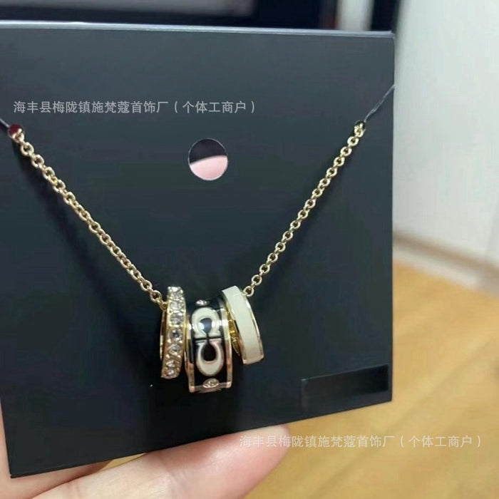 Wholesale Classic three ring necklace in gold, white, and black