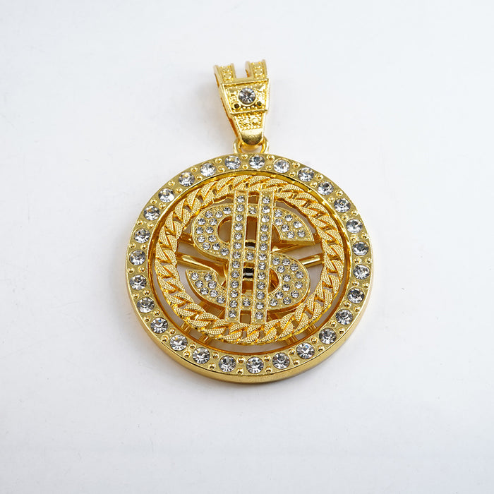 Wholesale Brand Rotatable Dollar Coin Pattern Zinc Alloy Necklace Personalized Pendant
