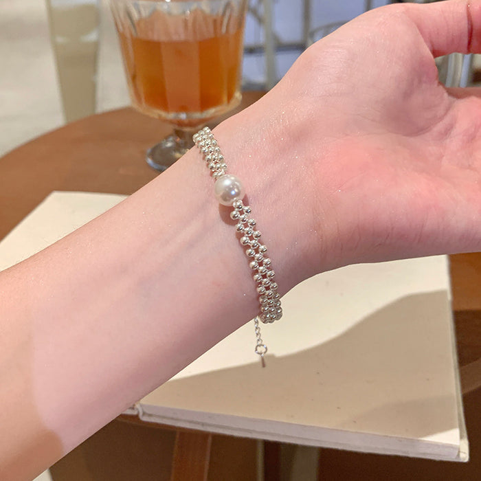 Wholesale Silver bead woven bracelet, light luxury, niche, exquisite bead jewelry, high-end