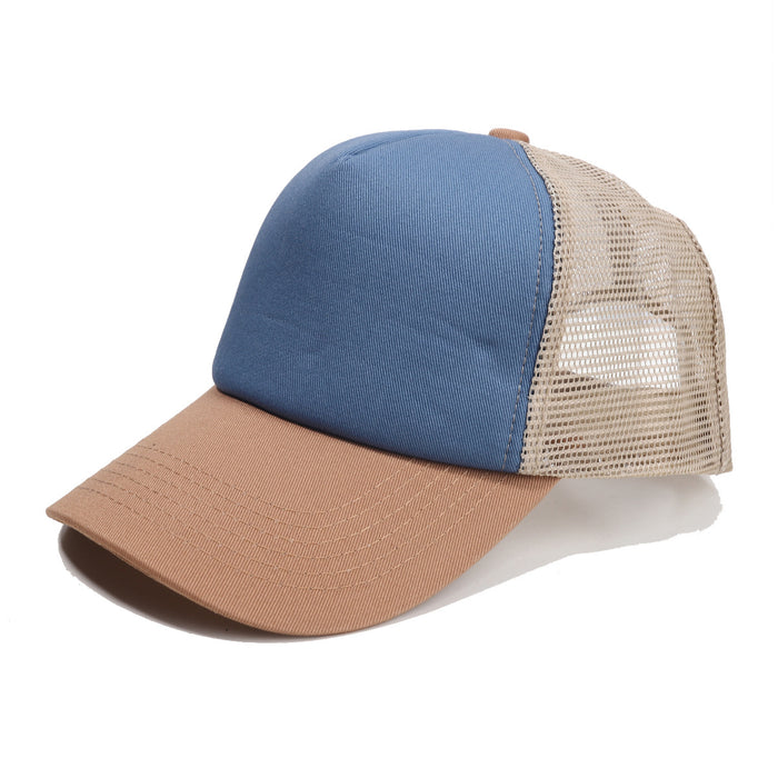 Wholesale Cross-Border Sponge Baseball 5-Piece Soft Top Duckbill Cap Mesh Cap Personalized Embroidered Couple Curved Brim Hat Solid Color Sun Hat