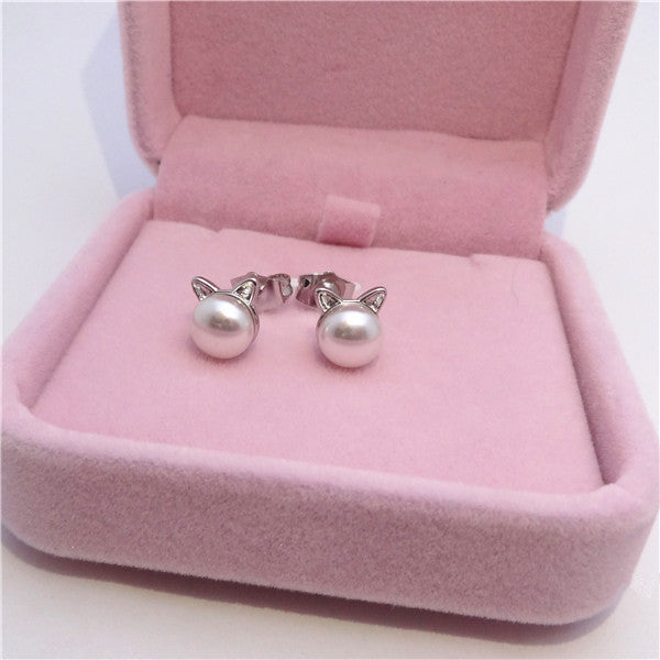 Wholesale Silver Needle Pearl Earnail Earrings