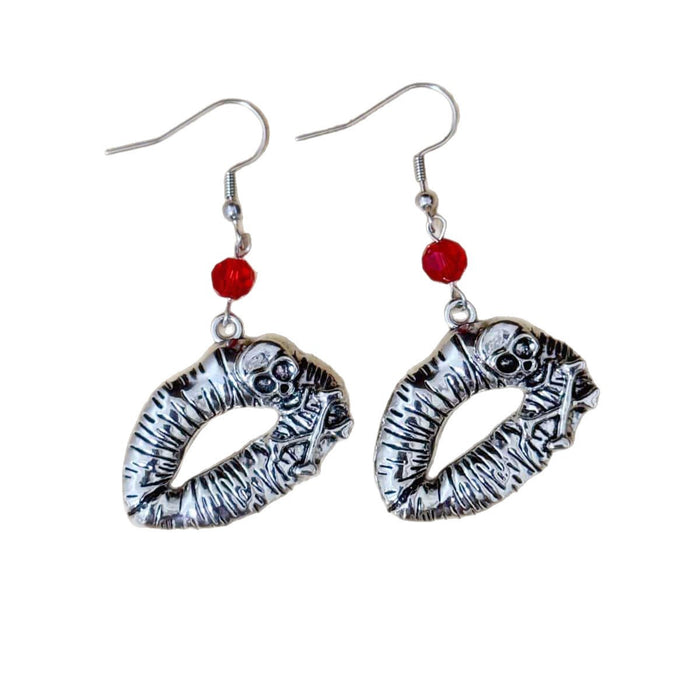 Wholesale Zinc Alloy Gothic Punk Skull Lip Earrings For Women  Jewelry Accessory Electroplated Boutique Resale