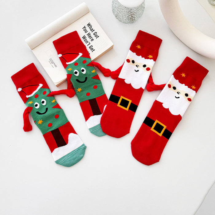 Wholesale Christmas Hand in Hand Polyester Cartoon Middle Tube Socks JDC-SK-Xinh027