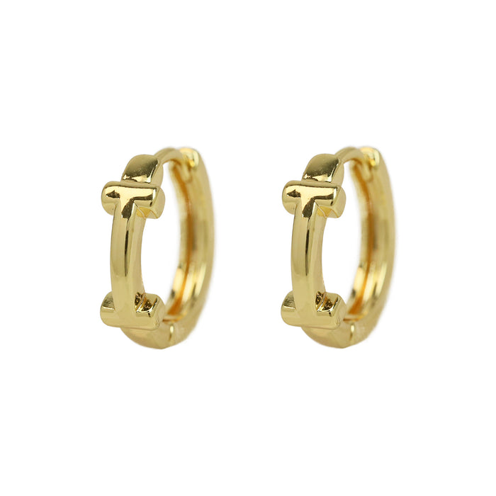 Wholesale  18k gold high-polished brass simple 26 English letters earrings