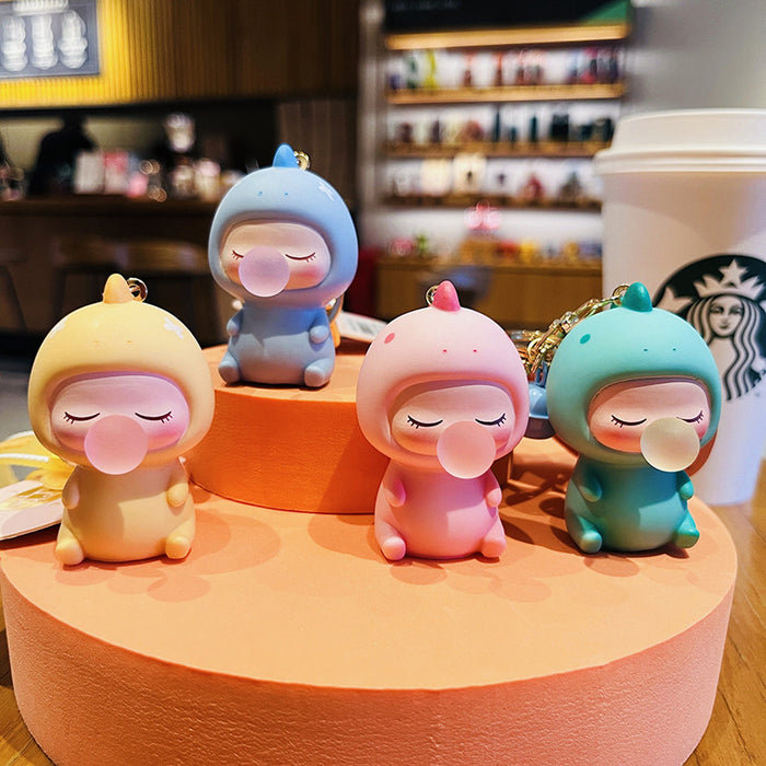 Wholesale Dudu Little Dinosaur Cartoon Keychain Couple Bag Pendant Creative Bubble Doll Small Gift