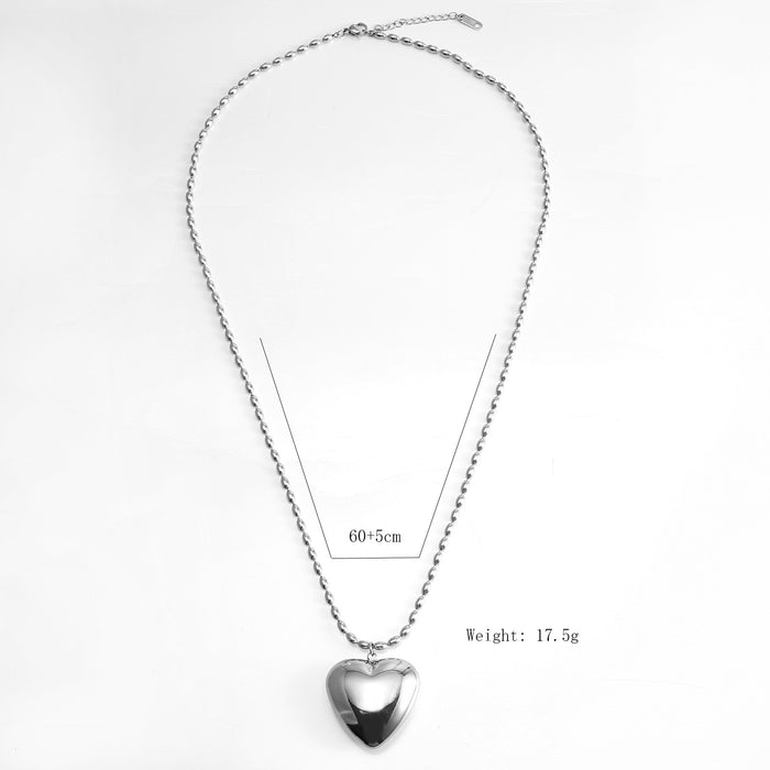 Wholesale Peach heart stainless steel heart-shaped necklace with exaggerated temperament, wholesale of heart-shaped accessories