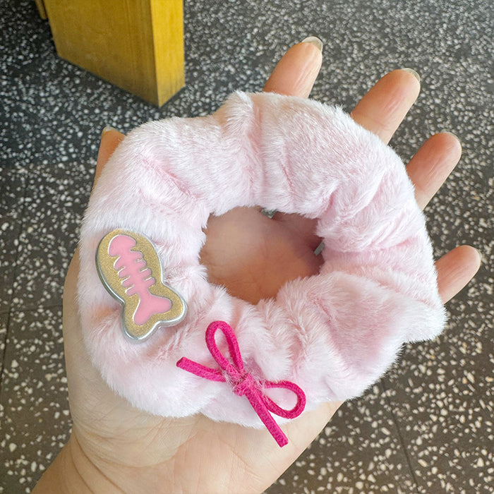 Wholesale Advanced Durable Rubber and Hair Accessories Cute Decorative Bow Plush Hair Ring Cute  Hair Ring