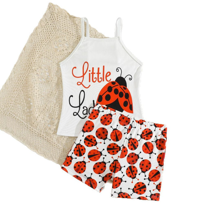 Wholesale Lace short sleeved letter pants bow headband 2-piece set