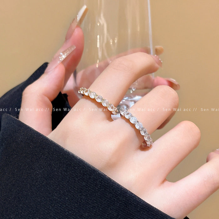 Wholesale Advanced feeling diamond zircon open ring with niche design, simple and versatile food ring, light luxury temperament, handmade jewelry