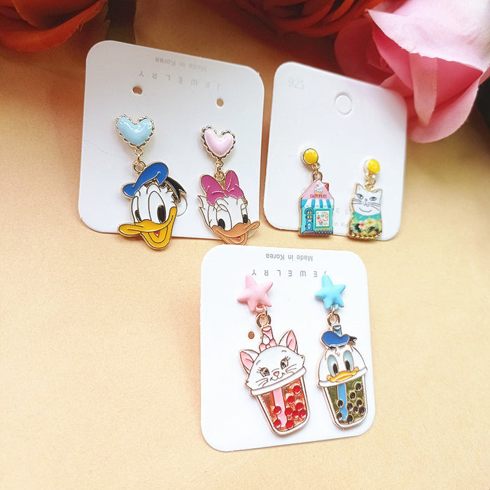 Wholesale Alloy Small Cute Cartoon Silver Earrings JDC-ES-Xiaox021