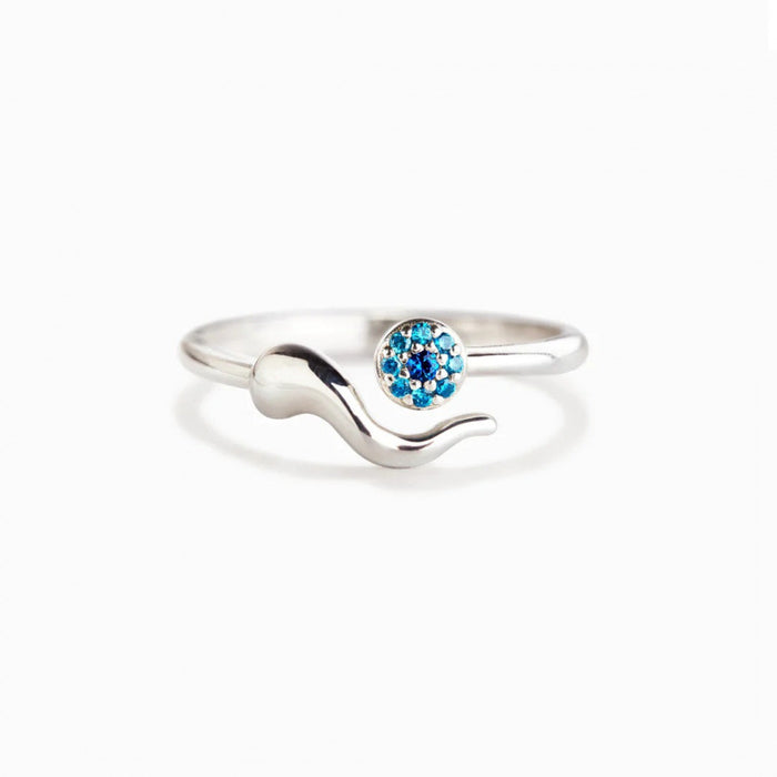 Wholesale Evil Demon Eye Ring Micro-Paved Zircon Geometric Open Band