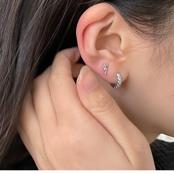 Wholesale Zircon Plain Ring Earrings with Circular Charm, Light Luxury and High Grade