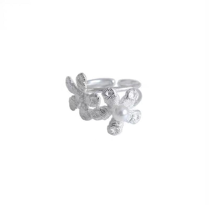 Wholesale Braided Flower Pearl Alloy Ring JDC-RS-TongS003