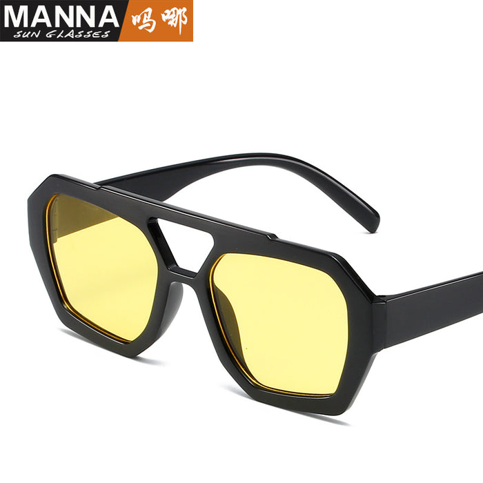 Wholesale Fashion Sunglasses Large Frame Double Beam Sunglasses Leopard Pattern Color Personalized Wearing Glasses