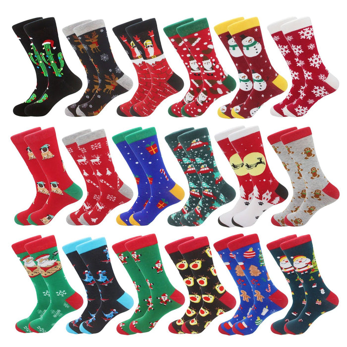 Wholesale Christmas Socks Men and Women's Medium-length Cotton Socks Cartoon Festival Old Man Snowman Elk Large Size Socks JDC-SK-CG007