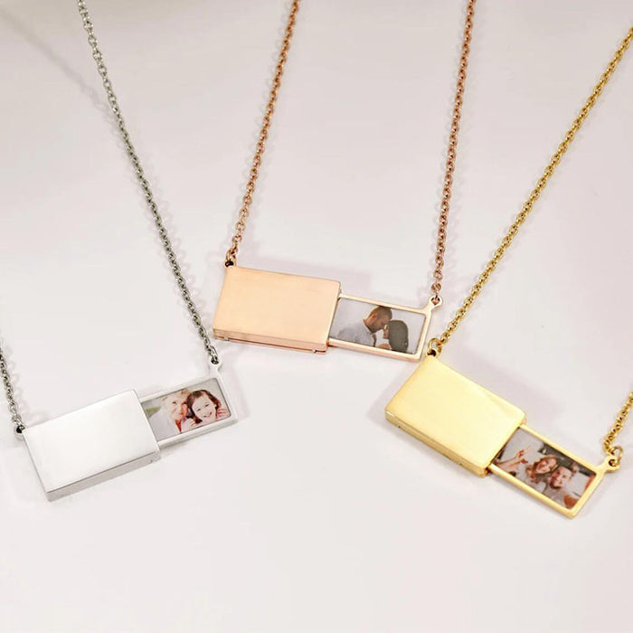 Wholesale Personalized creative pull-out photo envelope necklace jewelry
