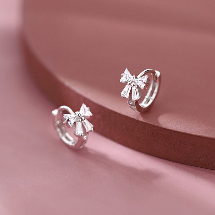 Wholesale Silver Needle Bow Earrings Circle Earrings