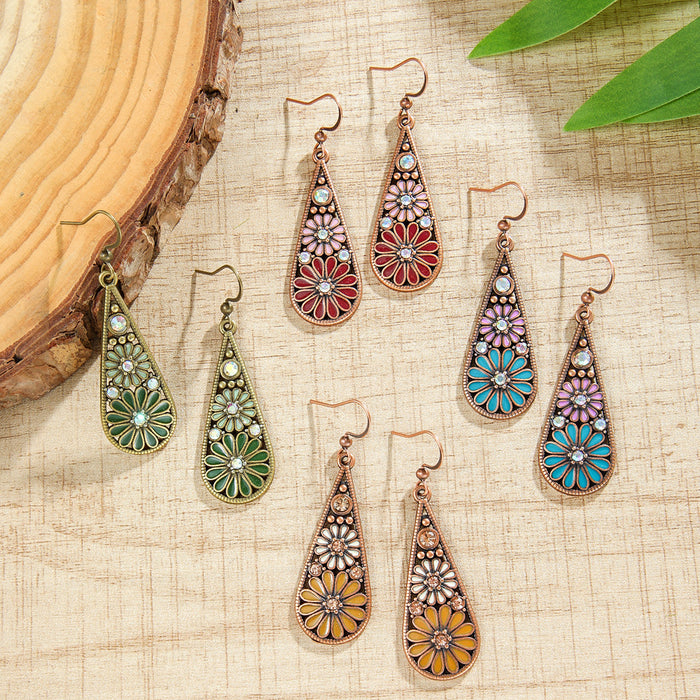 Wholesale 2pcs Bohemian drop-shaped turquoise earrings