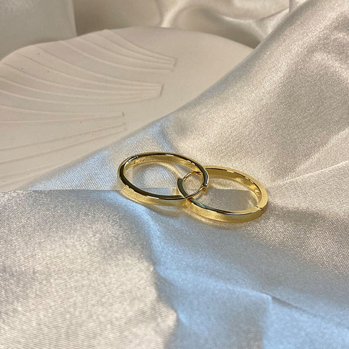 Wholesale Cold style double-layer plain ring earrings for women, niche design, mini circle double ring C-shaped ear buckle, daily commuting earrings