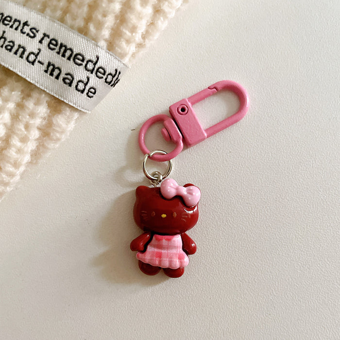 Wholesale Cute plaid skirt keychain pendant cartoon backpack hanging accessory with accessories