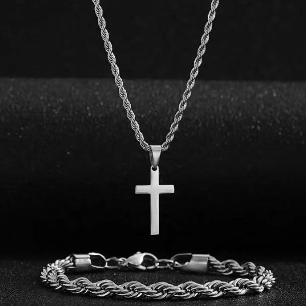 Wholesale Stainless steel smooth cross titanium steel necklace solid color accessories collarbone chain