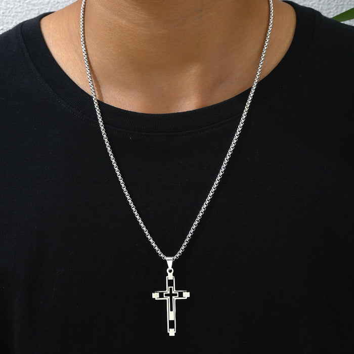 Wholesale Hollow Cross Pendant Men's Necklace JDC-NE-ChengHan014