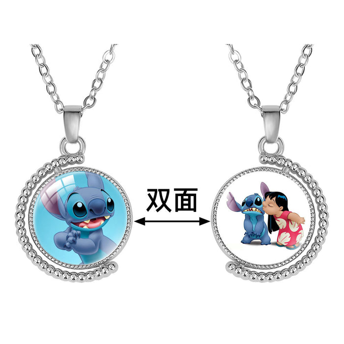Wholesale Creative double-sided rotating cartoon character pendant necklace