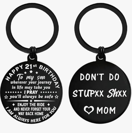 Wholesale Father's Day keychain stainless steel electroplating laser marking engraving