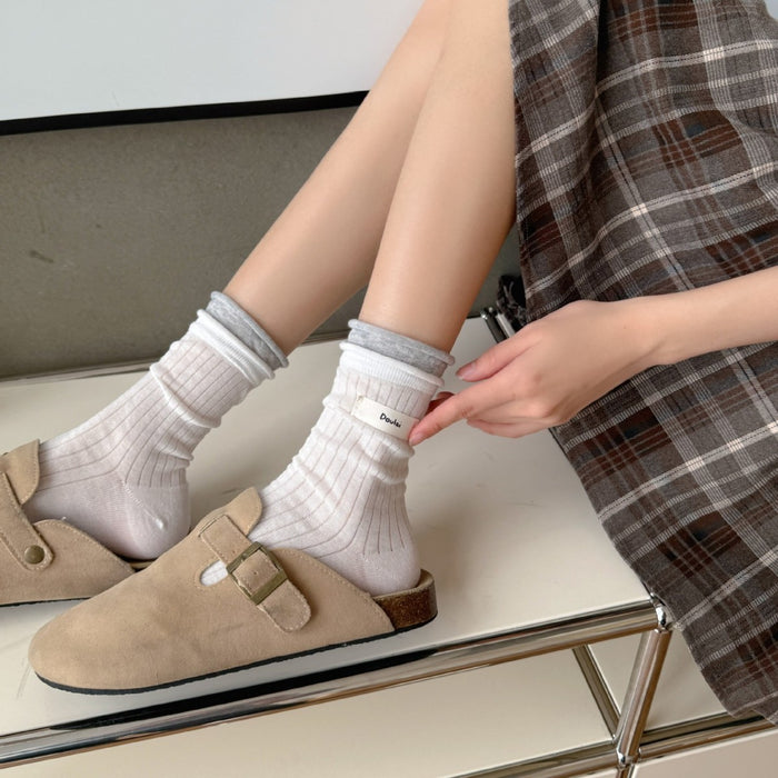 Wholesale Versatile vertical striped socks, thin, simple, versatile, rolled edge stacking socks