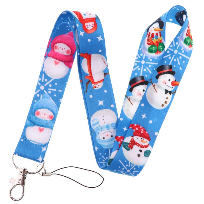 Wholesale 3 pcs  Double-sided printed polyester long rope webbing hard case protective case keychain