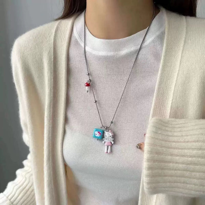 Wholesale Cute Cartoon Block Necklace for Women long necklace