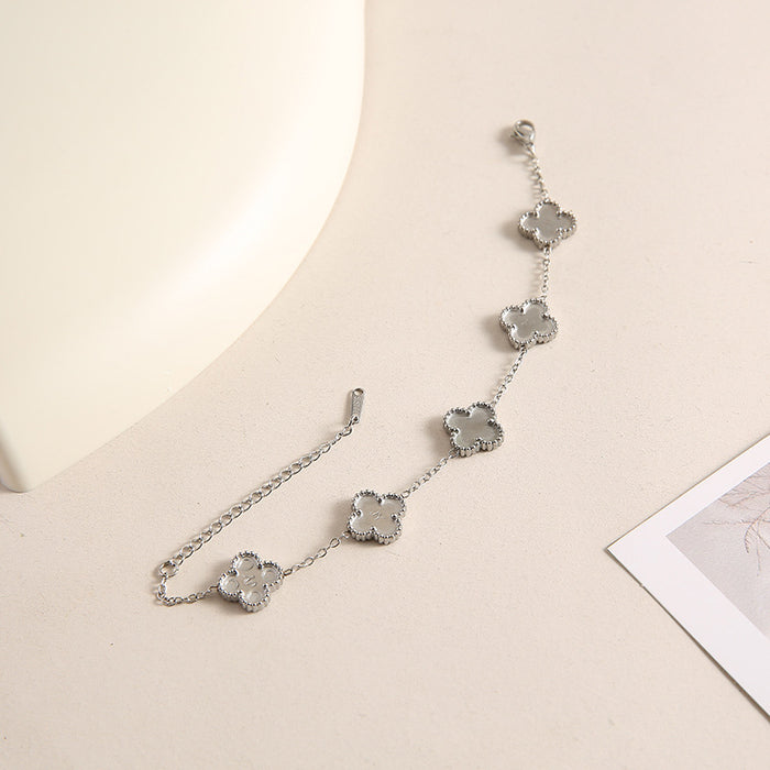 Wholesale Stainless Steel Four-Leaf Clover Butterfly Double-Sided Bracelet