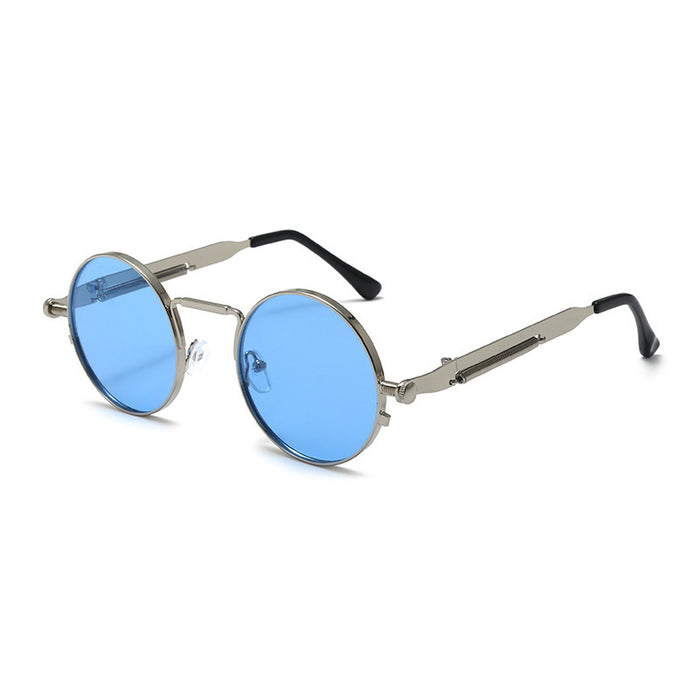 Wholesale New Fashion Round Steampunk Sunglasses Spring Legs Metal Too Glasses