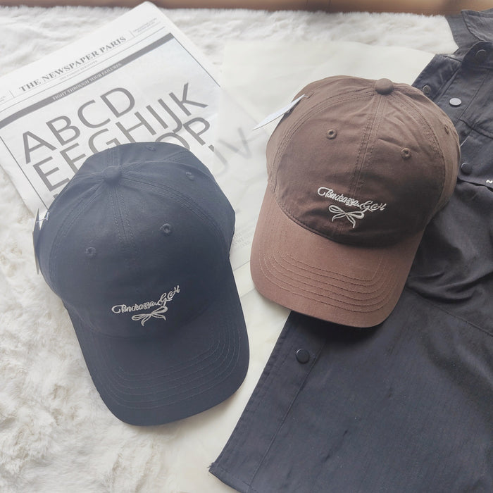 Wholesale New letter bow embroidered baseball cap, sun protection and sunshade cap, duckbill cap