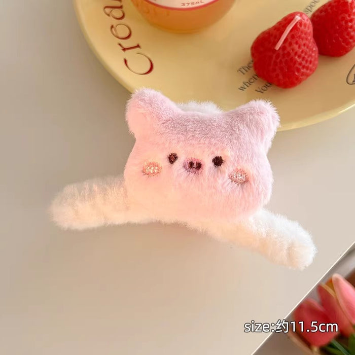 Wholesale  Cartoon Bear Plush Grab Clip Women's Back of Head Hair Clip Large Shark Clip Hair Volume Multi-Hair Clip Headwear