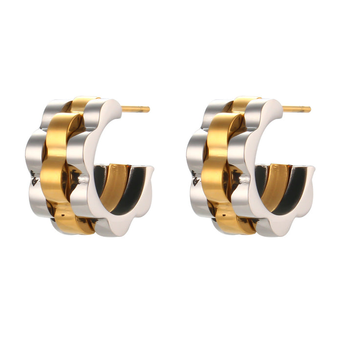 Wholesale Stainless Steel Plated 18K Gold Hip Hop Strap Earrings JDC-ES-MengJ002