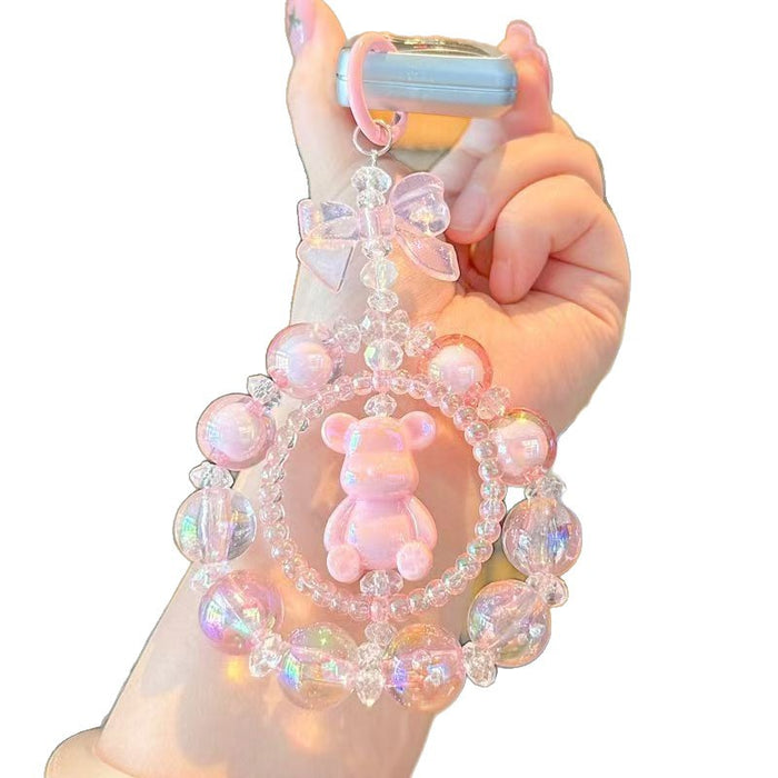 Wholesale Cute Double-Sided Bear Handmade Beaded Acrylic Keychain