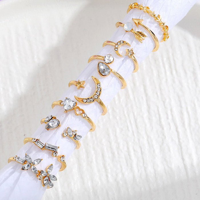 Wholesale Wholesale 9 pieces/set  love butterfly star moon diamond combination suit ring for women