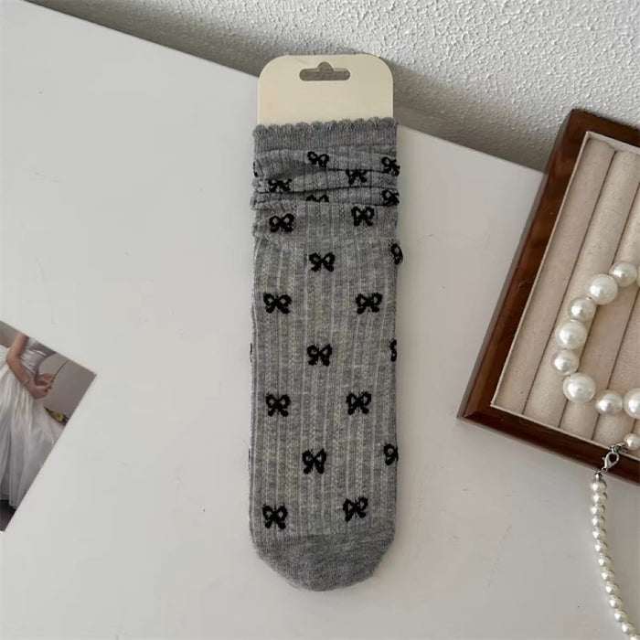 Wholesale Bow thin mesh tube socks, polka dot socks, breathable versatile socks