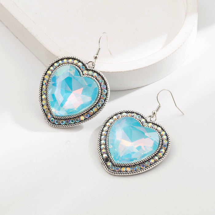 Wholesale Retro Heart Turquoise Inlay Earrings