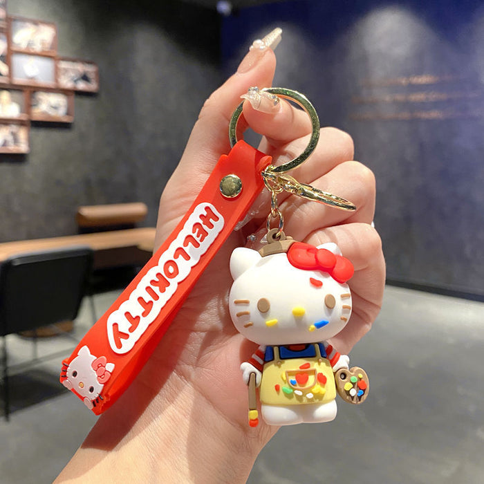 Wholesale Cartoon Cat Couple School Bag Pendant Keychain