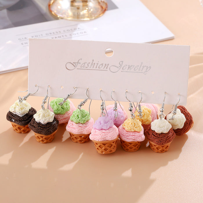 Wholesale Simulated Macaron Cake Earring Set Resin Jewelry Accessory Gift 5 Pairs