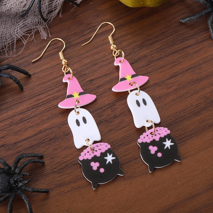 Wholesale  witch hat ghost magic potion tank triple pendant earrings acrylic earrings gift