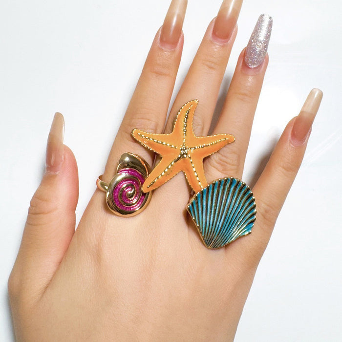 Wholesale Flower Pearl Ring Set – Fashion Accessory Dripping Oil Design MOQ≥5