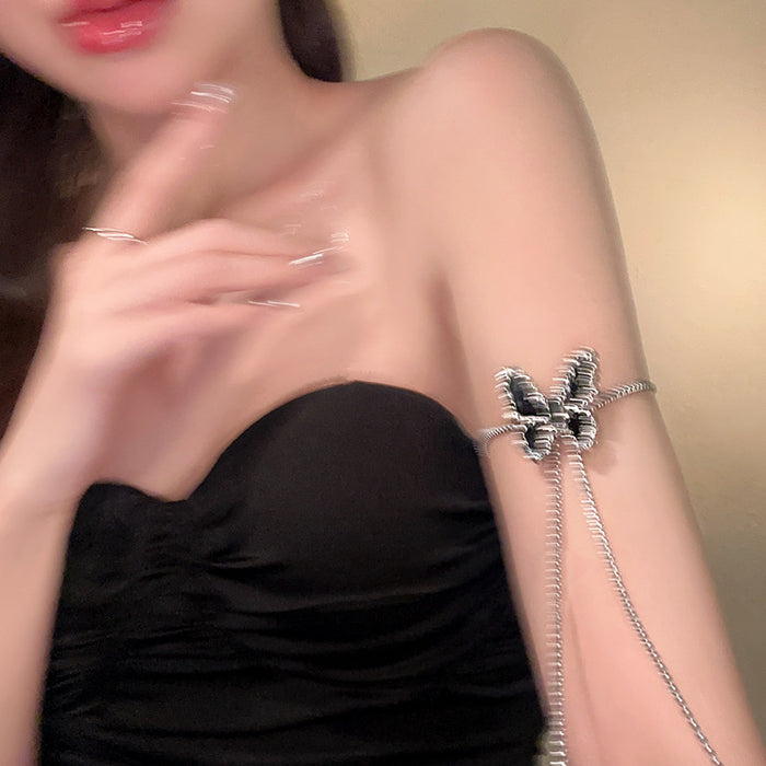 Wholesale Titanium steel black butterfly sweater chain long drawstring high-end necklace light luxury versatile collarbone chain neck chain