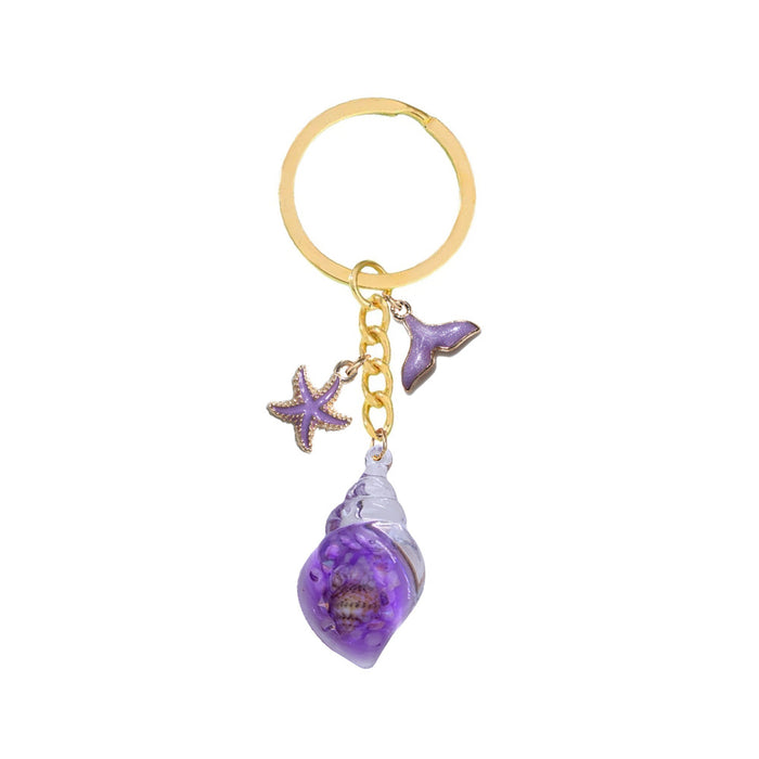 Wholesale Resin Luminous Starfish and Conch Shell Keychain JDC-KC-HanR004