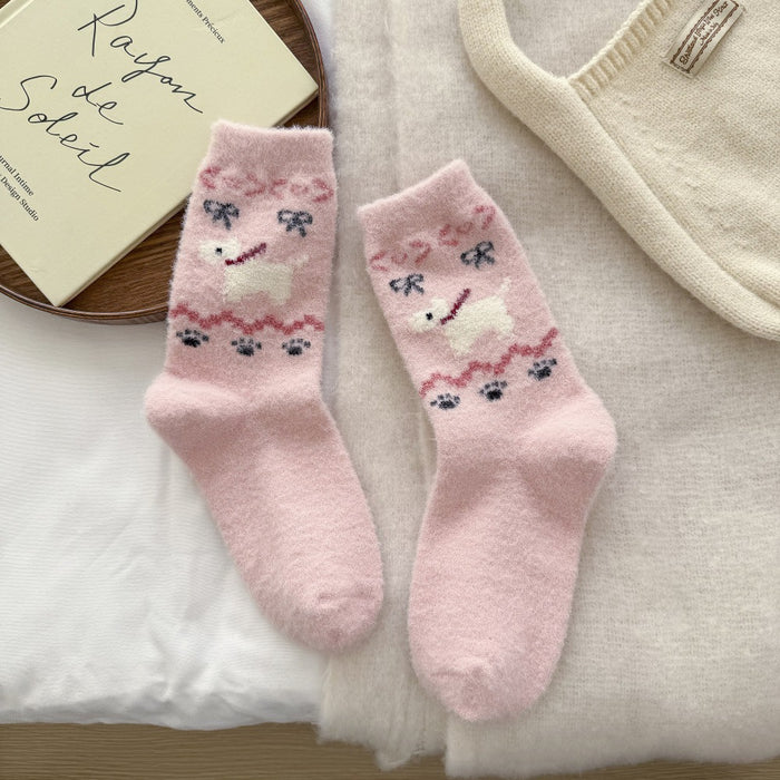 Wholesale Socks for children, thick and warm cartoon dog plush sleeping socks